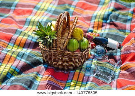 Fruit Basket, A Bottle Of Wine