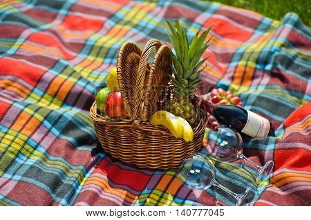 Fruit Basket, A Bottle Of Wine