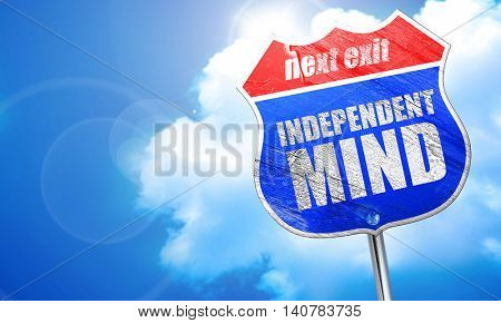 independent mind, 3D rendering, blue street sign