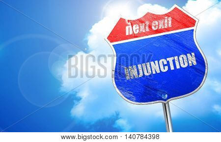 injunction, 3D rendering, blue street sign