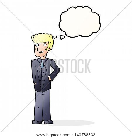cartoon upperclass man with thought bubble