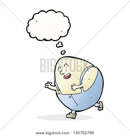 cartoon humpty dumpty egg character with thought bubble