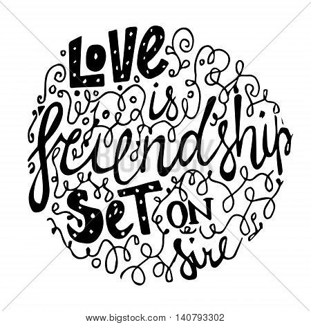 Vintage font for frendship white background illustration EPS 10