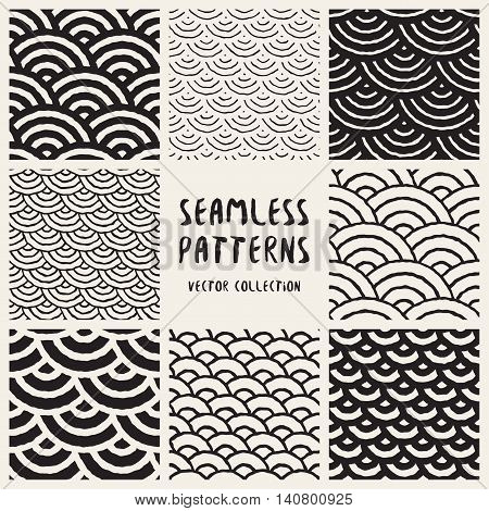 Vector Seamless Black And White Pattern Collection