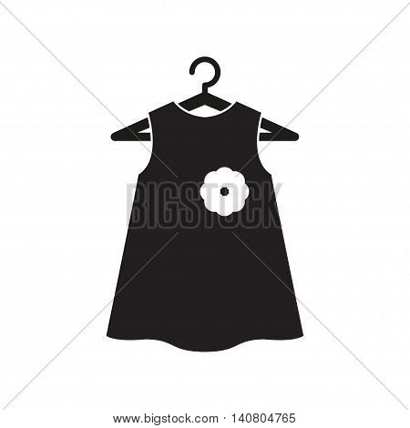 Girl little black dress on hanger. Dress Icon