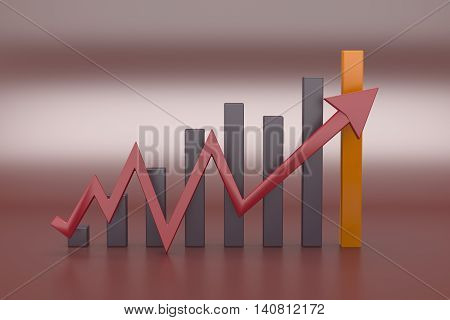 3D concept Business financial graph 3D illustration