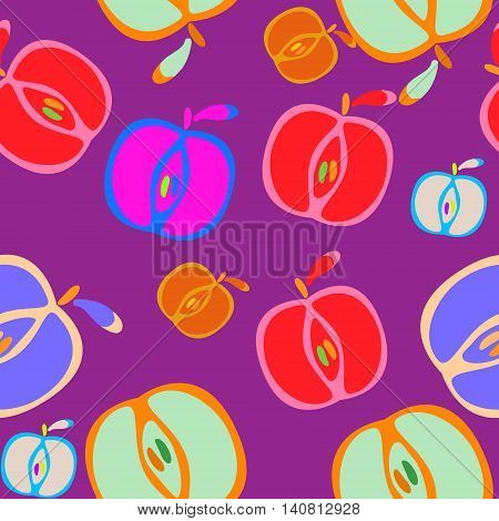 Seamless colorfull background with apples. Vector illustration.