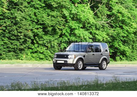 The car rides on the road. City Cheboksary Chuvash Republic 07/31/2016