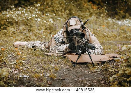 Green Berets US Army Special Forces Group sniper in action