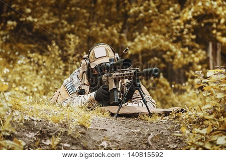 Green Berets US Army Special Forces Group sniper in action