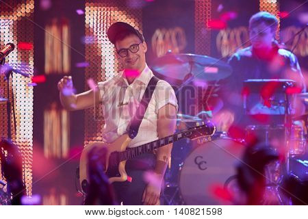 NEW  YORK-NOV 13: Jack Antonoff of Bleachers performs on stage at VH1's 2nd Annual 'You Oughta Know Live In Concert' 2014 at Hammerstein Ballroom on November 13, 2014 in New York City.