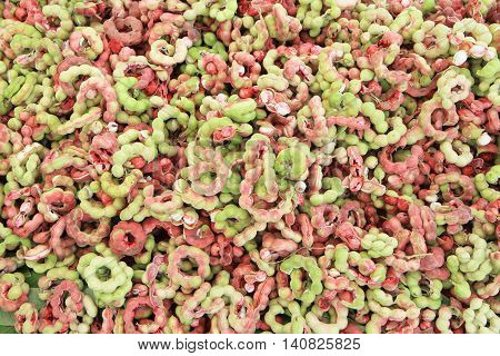 Riped manila tamarind fruit  background. (Tropical fruit)