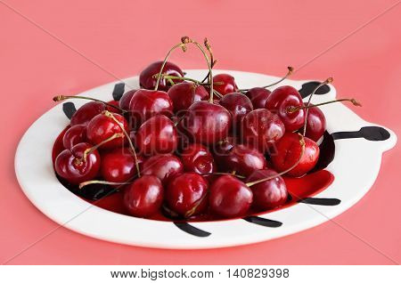 Full plate Cherry on a ceramic plateof cherries