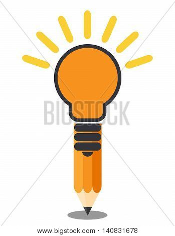 Vertical oriented pencil light bulb. Creative idea concept. Isolated on white background