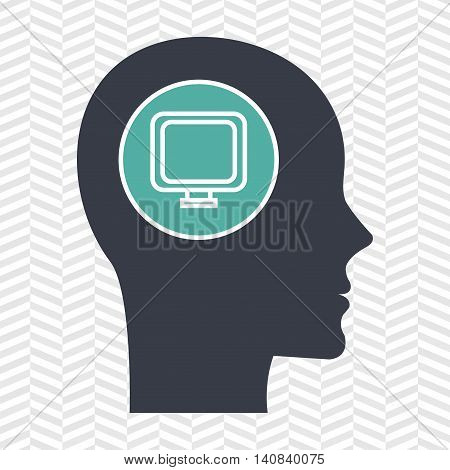 silhouette head screen computer vector illustration grphic