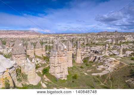 Famous Love valley in Cappadocia, Turkey