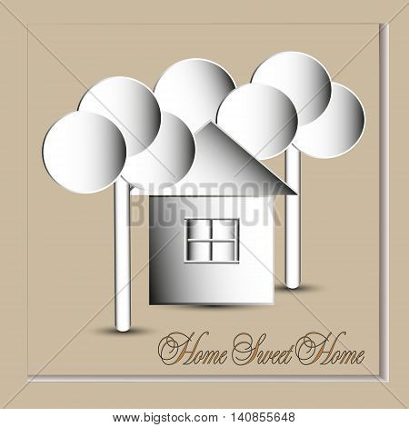 Home sweet home vector illustration
Image home sweet home in the style of the paper circle below the trees and a bldg with window