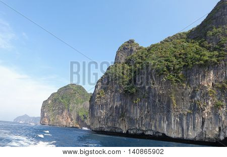 Thailand Phuket 14 DEC 2013 view from the maya beach at phi phi leh island thailand