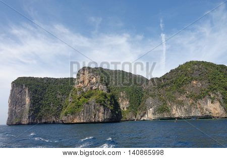 Thailand Phuket, view from the maya beach at phi phi leh island thailand