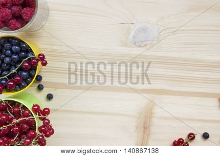 Summer background og fresh berries wiht place for text.