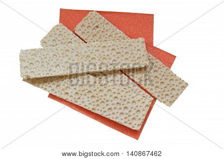 Isolated crispbreads top view - teasty and healthy meal.