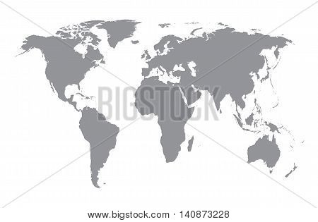 World map silhouette. Grey map on white background. Concept of travelling and worldwide business.