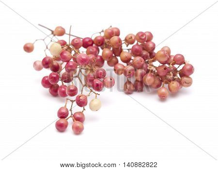 Pink Peppercorn Clusters Isolated On White