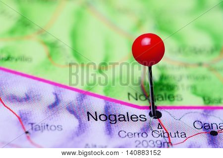 Nogales pinned on a map of Mexico