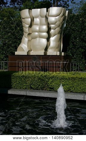 Lausanne Switzerland - May 03 2009: Miguel BERROCAL sculpture entitled Citius Altius Fortius at Olympic museum.