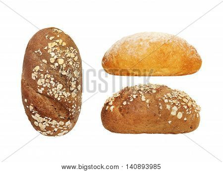 brown bread with bran isolated on white background