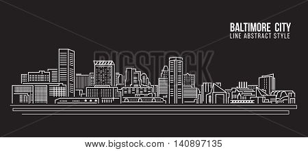 Cityscape Building Line art Vector Illustration design - Baltimore City