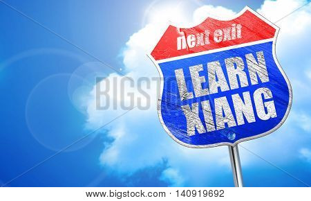 learn xiang, 3D rendering, blue street sign