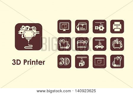 It is a set of three d printer simple web icons