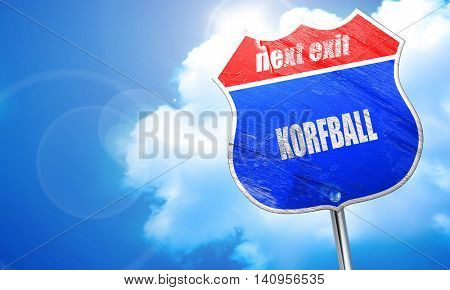 korfball sign background, 3D rendering, blue street sign