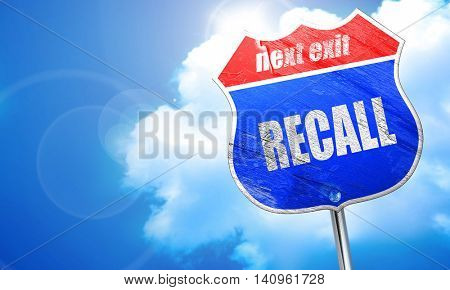 recall, 3D rendering, blue street sign
