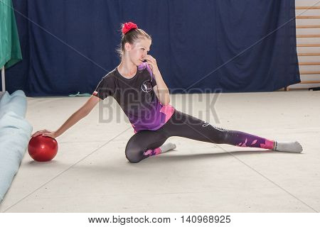 Warsaw Poland - June 25 2016:Young gymnast during her performance