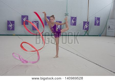 Warsaw Poland - June 25 2016:A gymnast with the sash