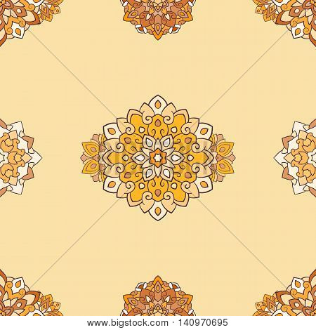 Indian mandala round vector pattern on white background