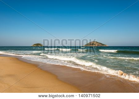Grumari Beach and Rocky Islands in the Ocean, Rio de Janeiro, Brazil