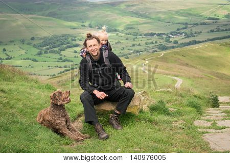 Hiking Activity With Child And Dog