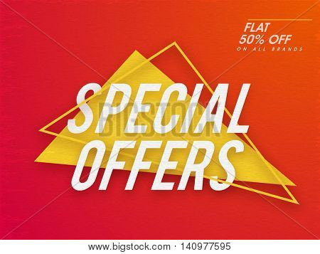 Special Offers Sale with Flat 50% Off on all brands, Creative Poster, Banner or Flyer design.