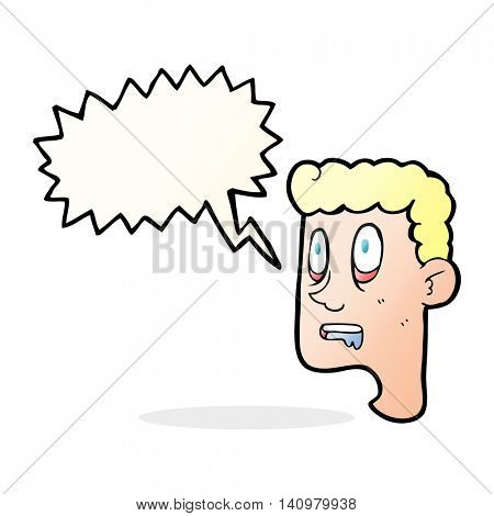 freehand drawn speech bubble cartoon staring man drooling