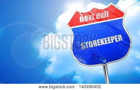 storekeeper, 3D rendering, blue street sign
