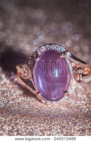 Rose Gold Ring With Amethyst