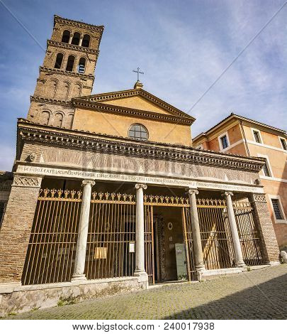 San Giorgio In Velabro Church Facade In Rome, Built By Greeks In 7th Century,