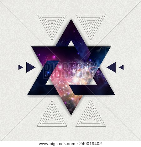 Abstract Hipster Polygonal Triangle Background With Open Space Inside.