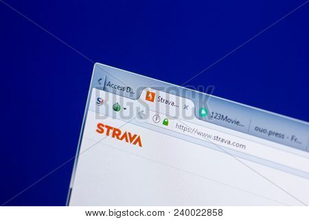 Ryazan, Russia - May 08, 2018: Strava Website On The Display Of Pc, Url - Strava.com