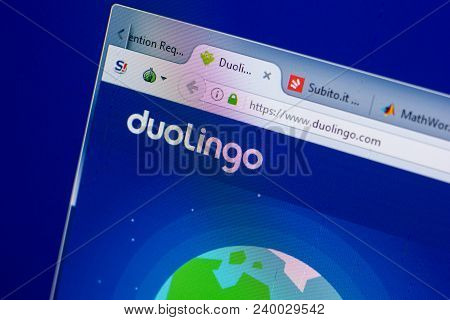 Ryazan, Russia - May 08, 2018: Duolingo Website On The Display Of Pc, Url - Duolingo.com