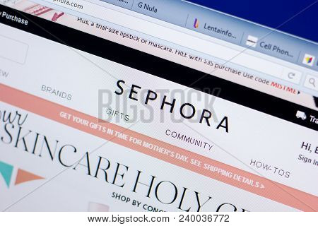 Ryazan, Russia - May 08, 2018: Sephora Website On The Display Of Pc, Url - Sephora.com