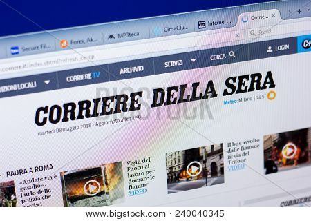 Ryazan, Russia - May 08, 2018: Corriere Della Sera Website On The Display Of Pc, Url - Corriere.it